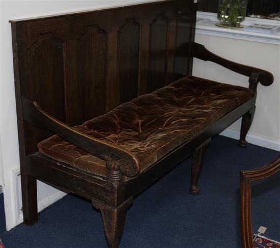 Georgian oak settle, W188cm